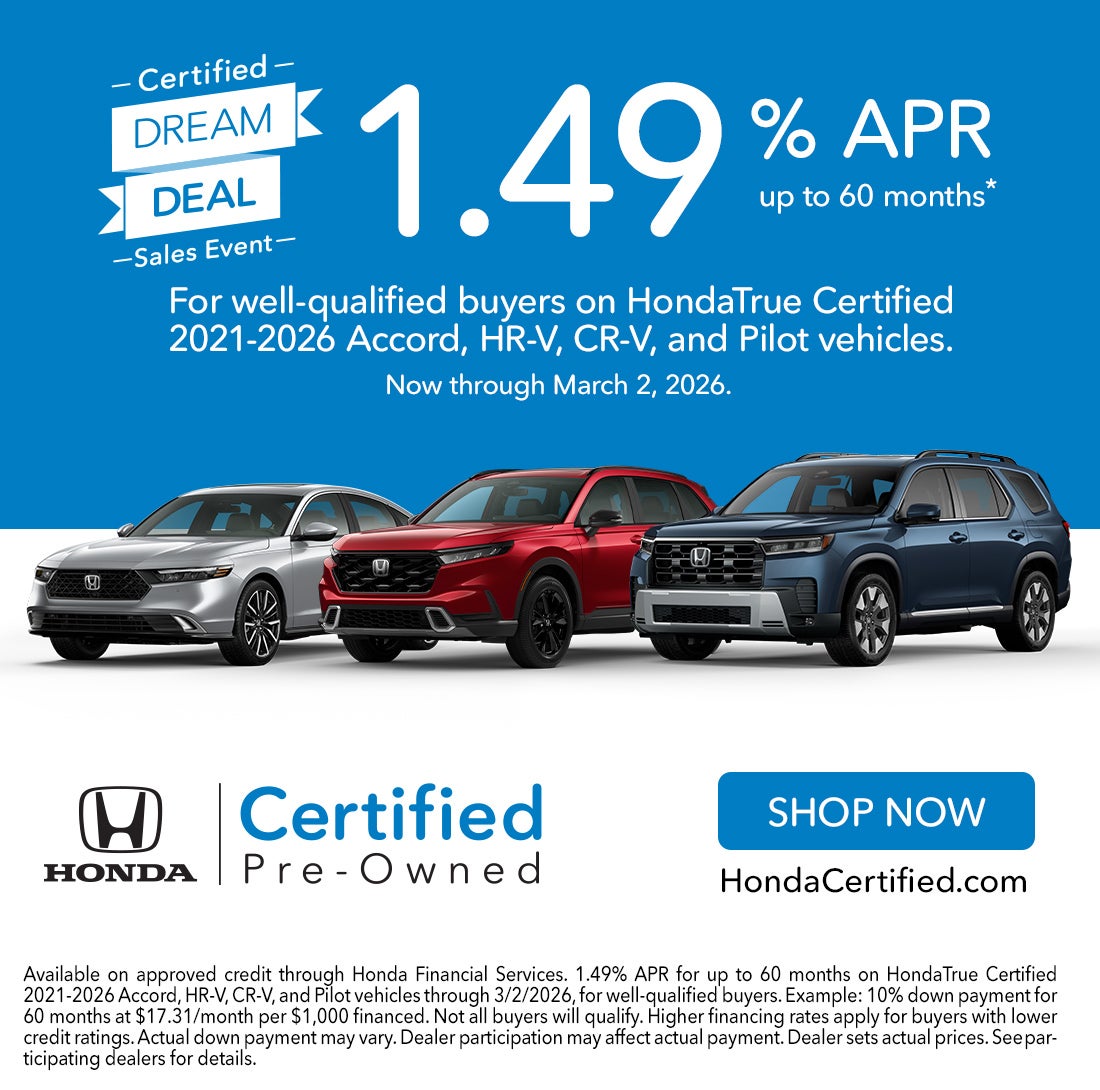 Honda Certified Dream Deal Sales Event