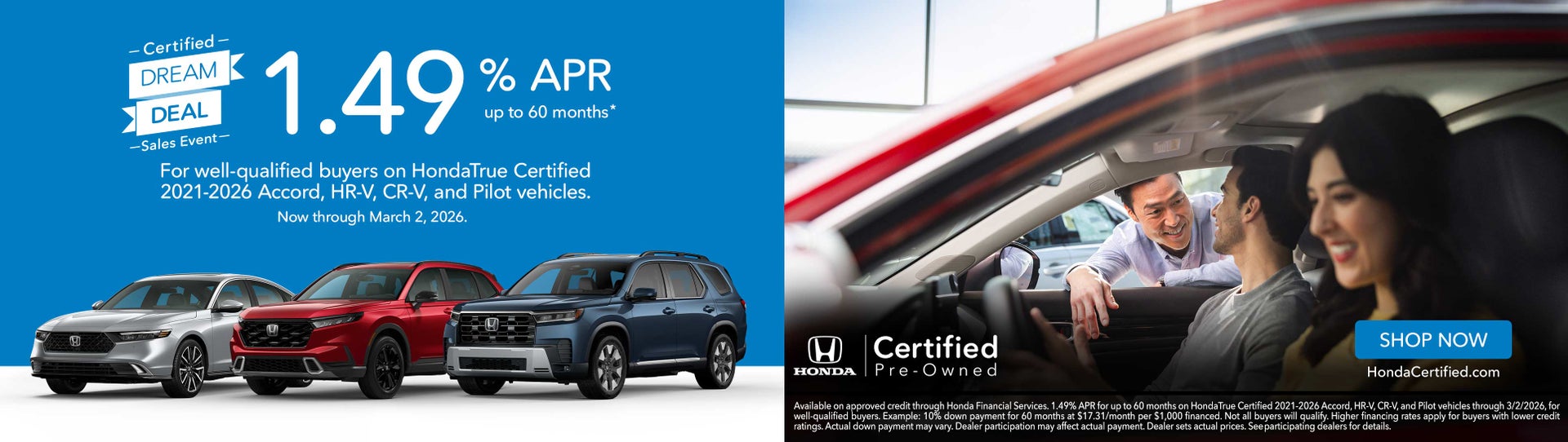 Honda Certified Dream Deal Sales Event